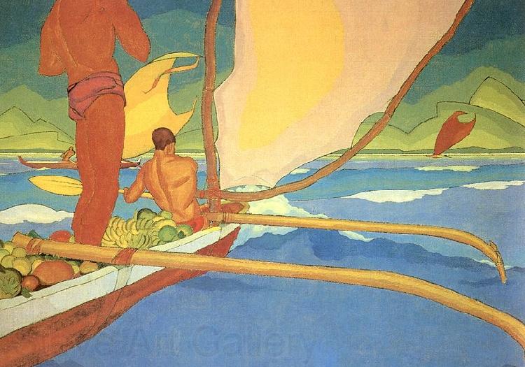 Arman Manookian Men in an Outrigger Canoe Headed for Shore Norge oil painting art
